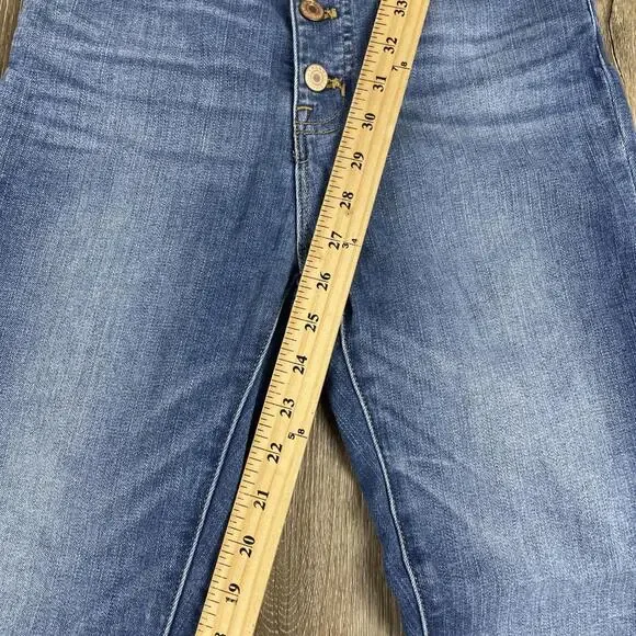 J. Crew Mercantile High Rise Straight Button Fly Jeans Women's 25 Destroyed Hem - Picture 4 of 10